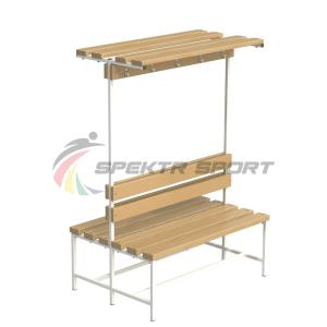 Купить Скамейка с вешалкой и полкой для раздевалок двухсторонняя (цельная) 1200 мм в Йошкар-Оле 