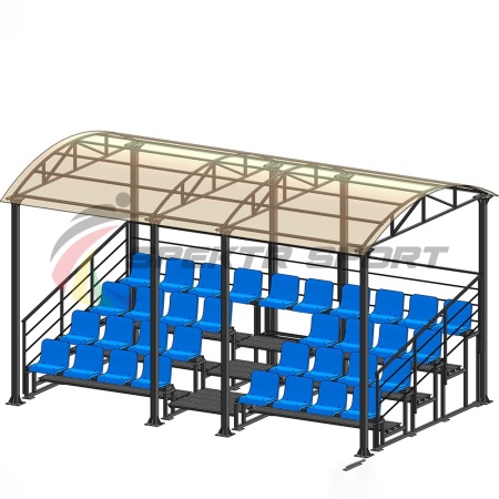 Купить Трибуна для зрителей 4 ряда на 34 места с навесом и перилами в Йошкар-Оле 